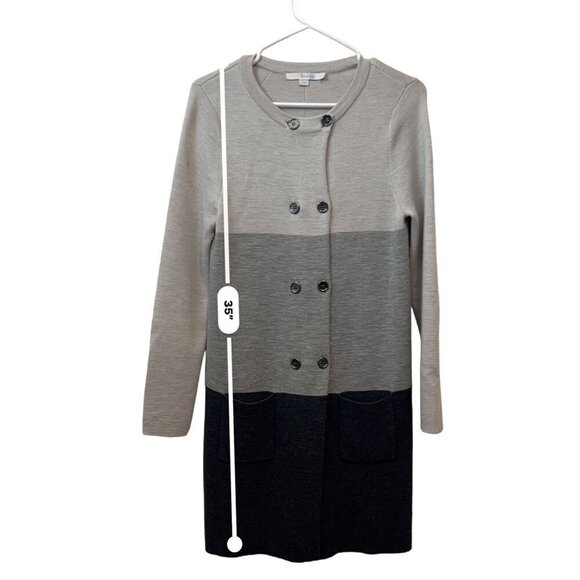 Boden Colorblock Wool Double Breasted British Cardigan Sweater Coat  Size 8 - Picture 7 of 11